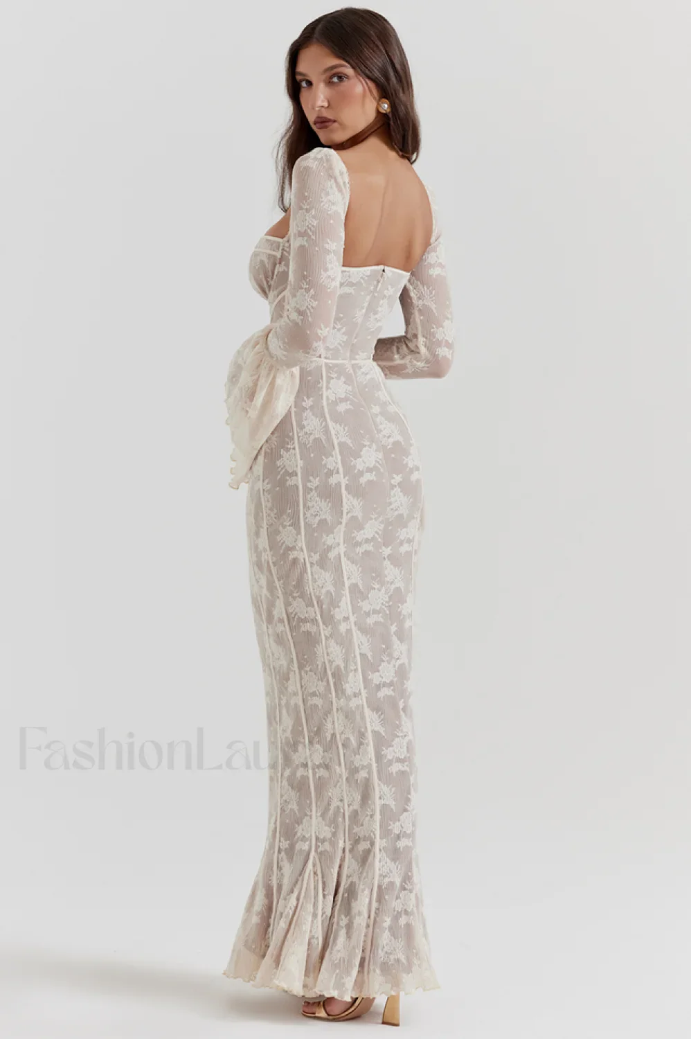 Delilah Vintage Cream Charming Lace Maxi Dress - Image 10