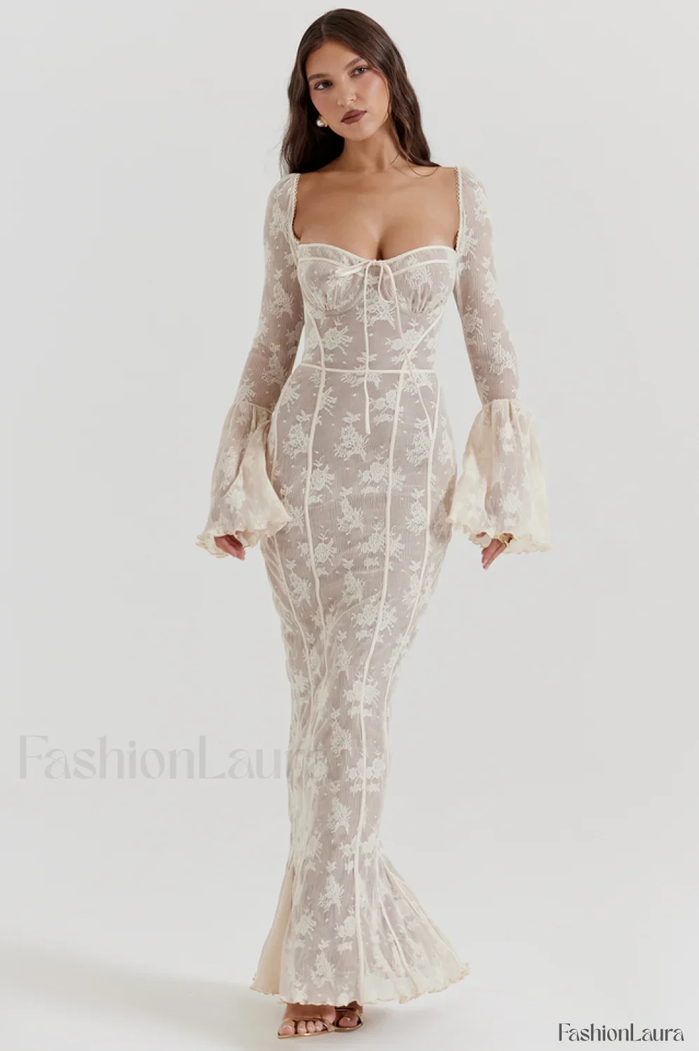 Delilah Vintage Cream Charming Lace Maxi Dress - Image 21
