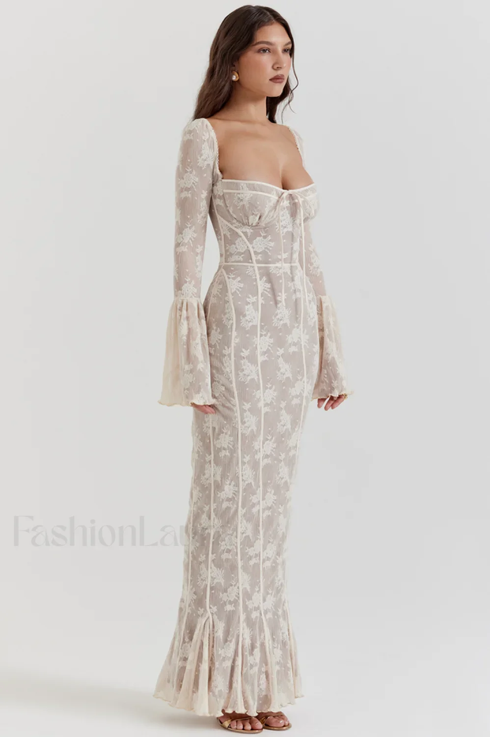 Delilah Vintage Cream Charming Lace Maxi Dress - Image 4