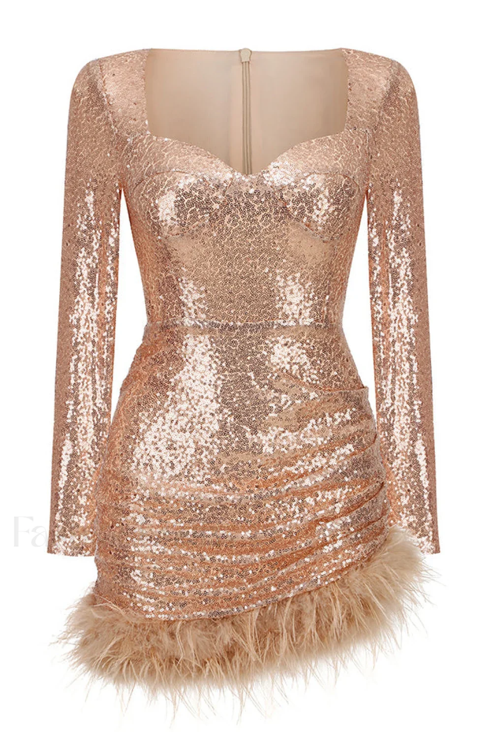 Daria Sequin Stylish Feather Mini Dress - Image 24