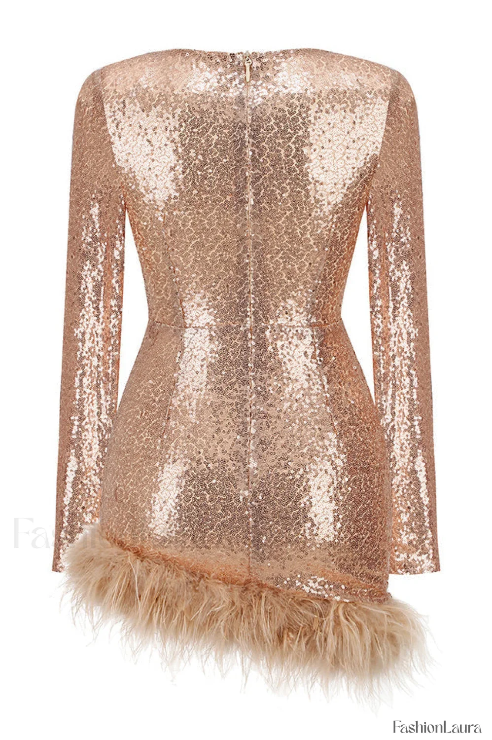 Daria Sequin Stylish Feather Mini Dress - Image 57