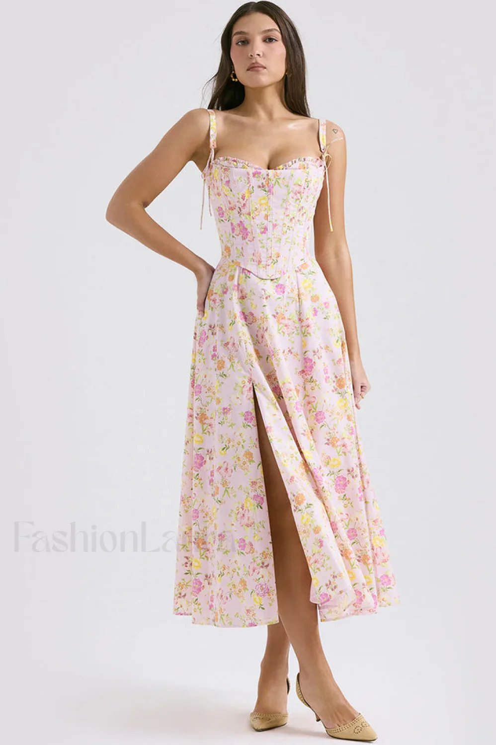 Clarabelle Pink Meadow Charming Print Cotton Sundress