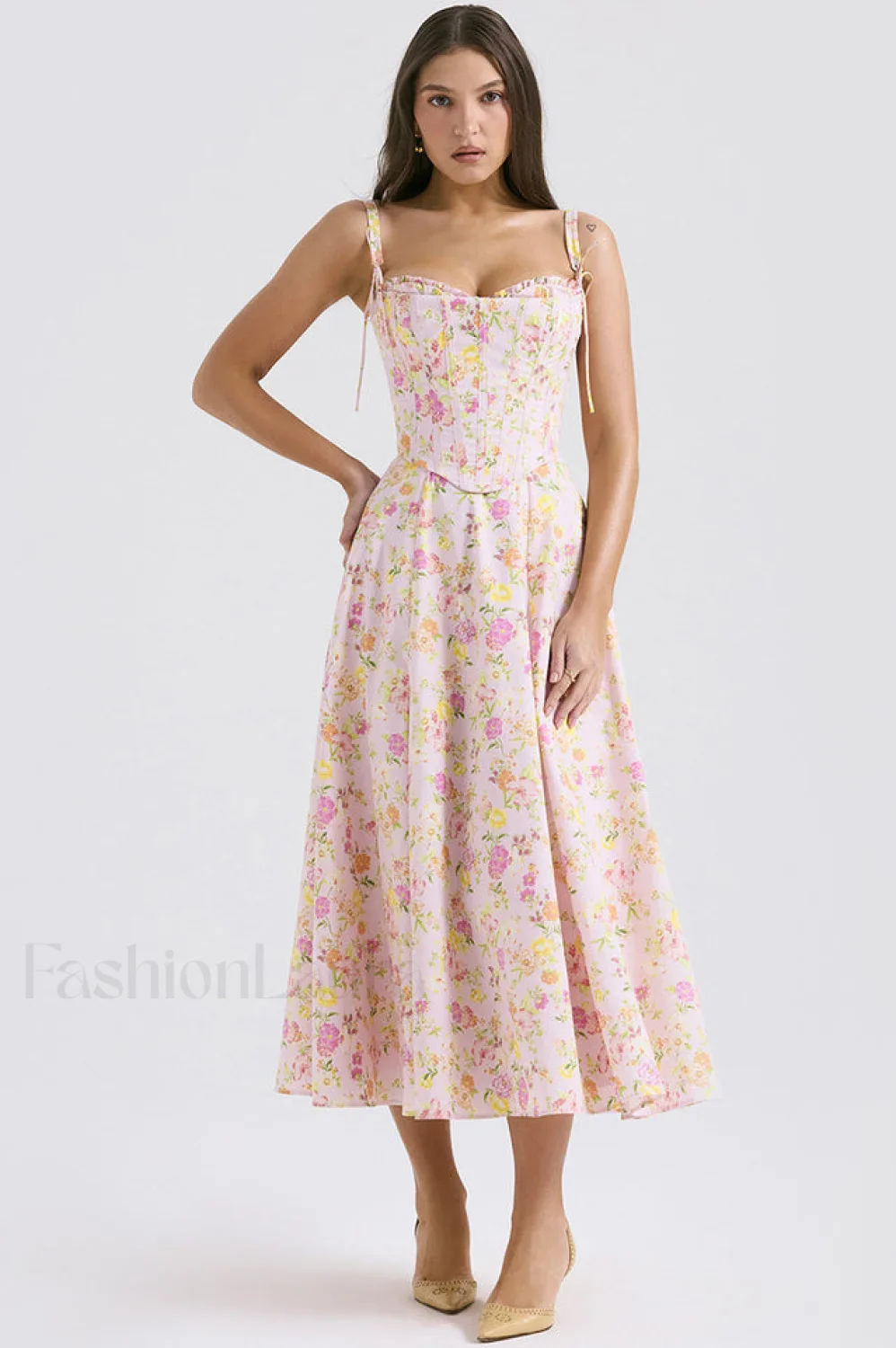 Clarabelle Pink Meadow Charming Print Cotton Sundress - Image 2