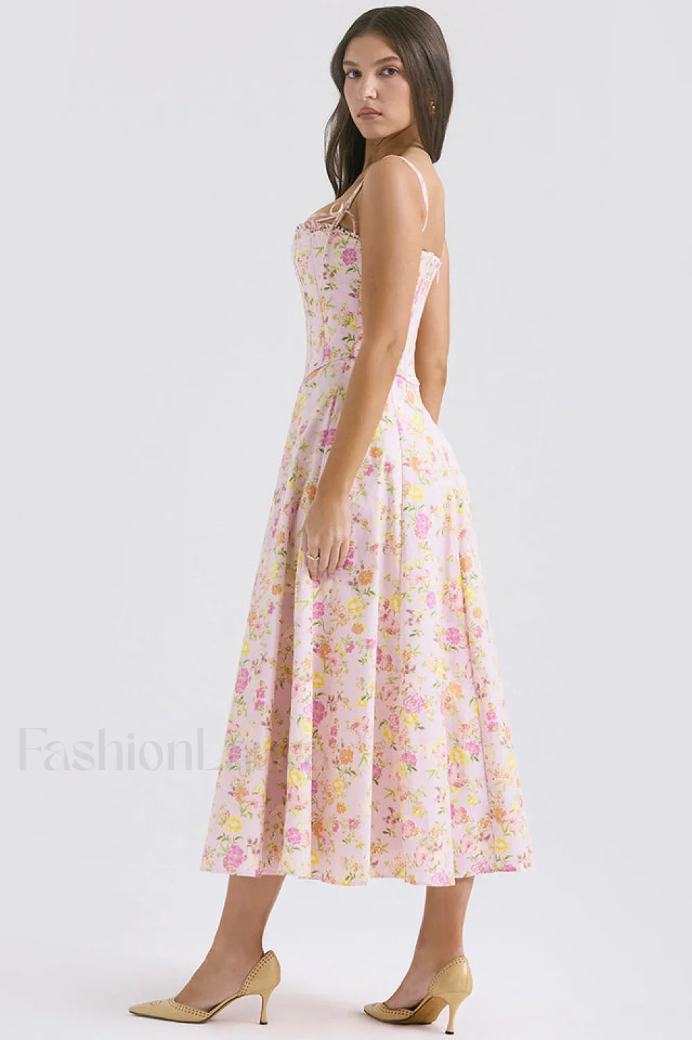Clarabelle Pink Meadow Charming Print Cotton Sundress - Image 4