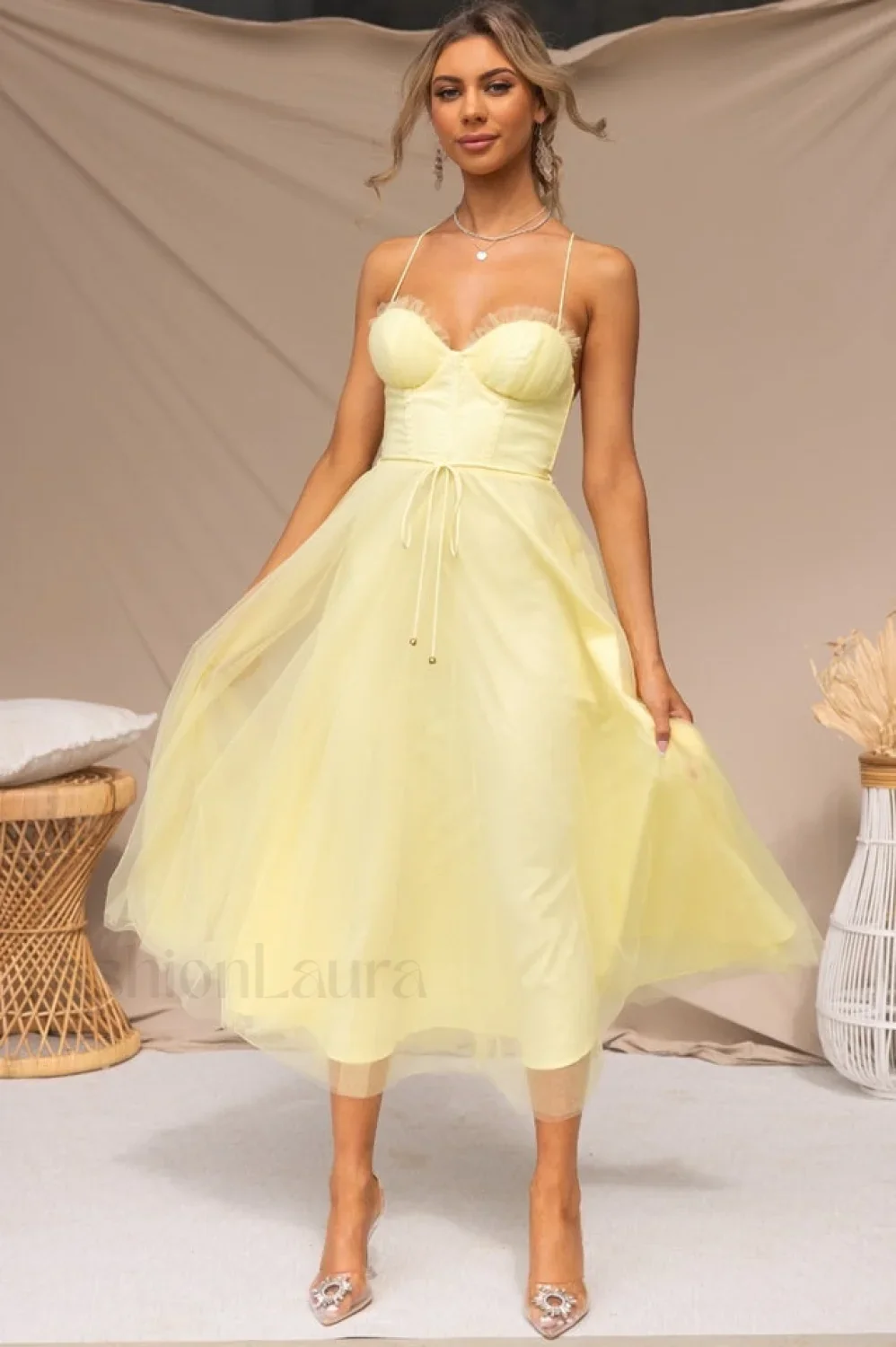 Cindy Tulle Stylish Midi Dress - Image 14