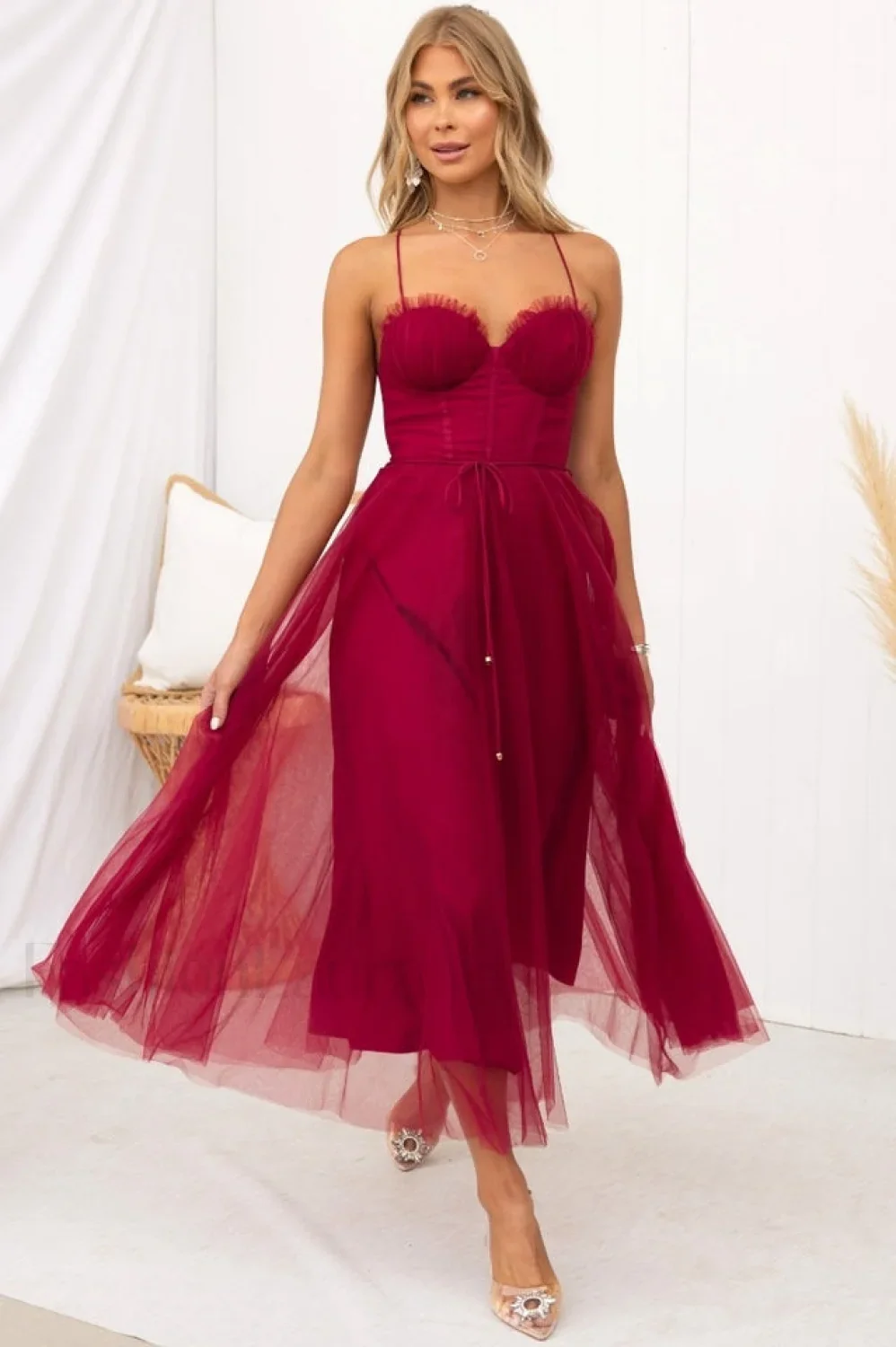 Cindy Tulle Stylish Midi Dress - Image 20