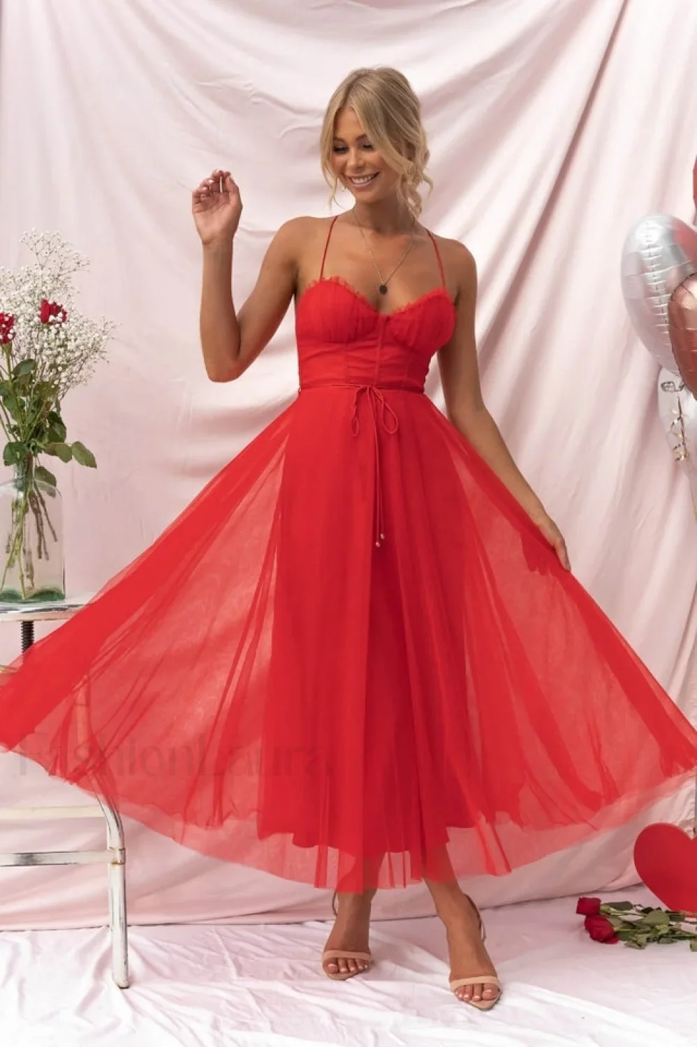 Cindy Tulle Stylish Midi Dress - Image 28