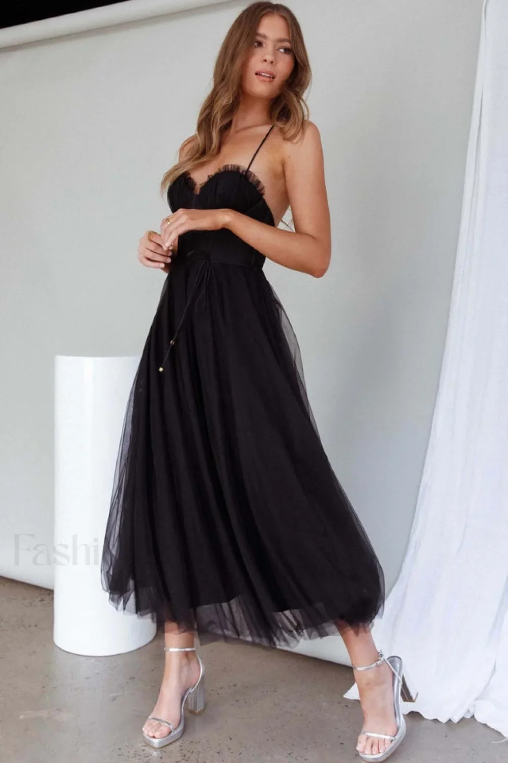 Cindy Tulle Stylish Midi Dress - Image 38