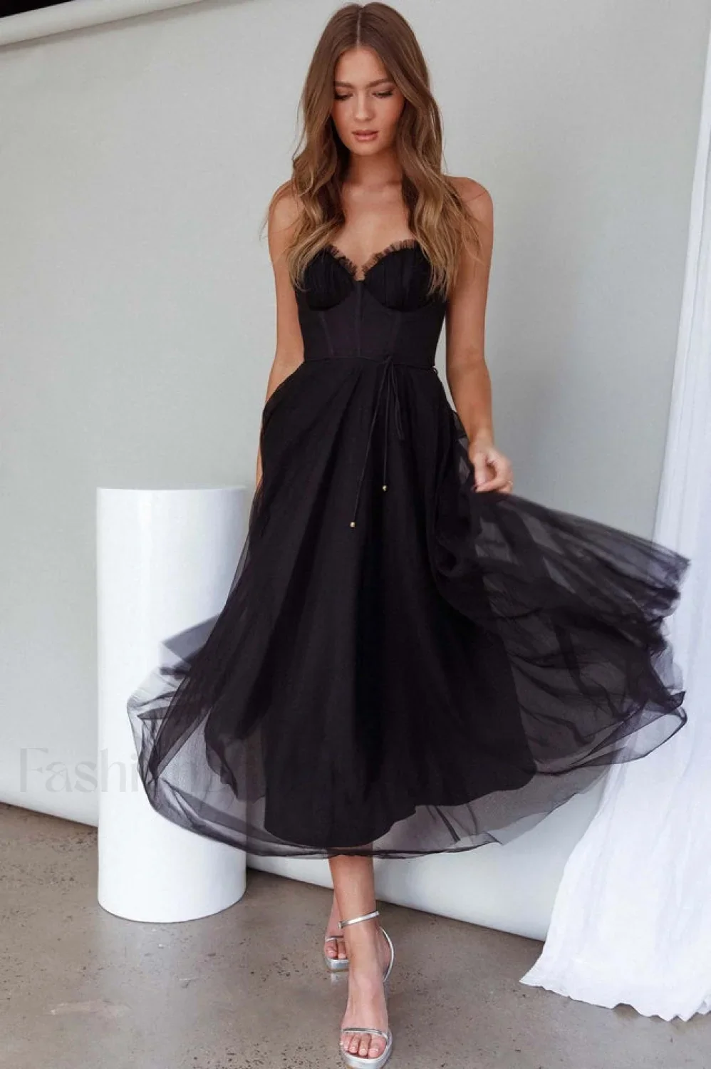 Cindy Tulle Stylish Midi Dress - Image 40