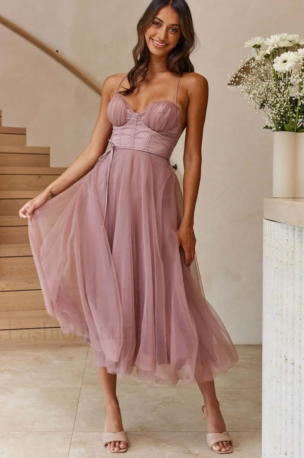 Cindy Tulle Stylish Midi Dress - Image 43