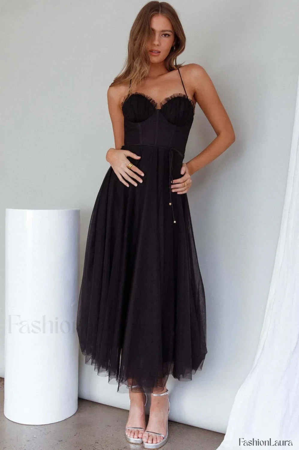 Cindy Tulle Stylish Midi Dress - Image 59