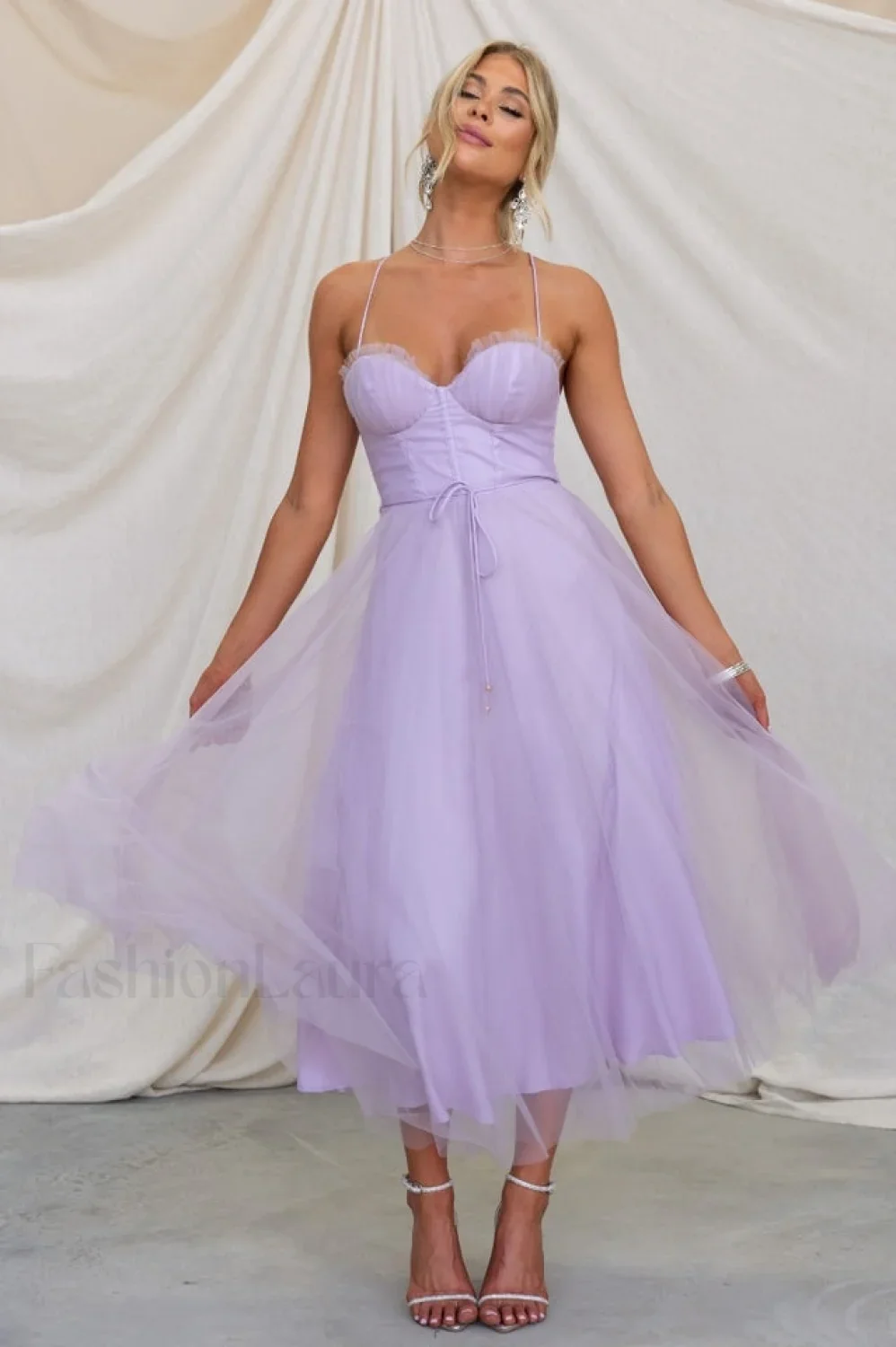 Cindy Tulle Stylish Midi Dress - Image 9
