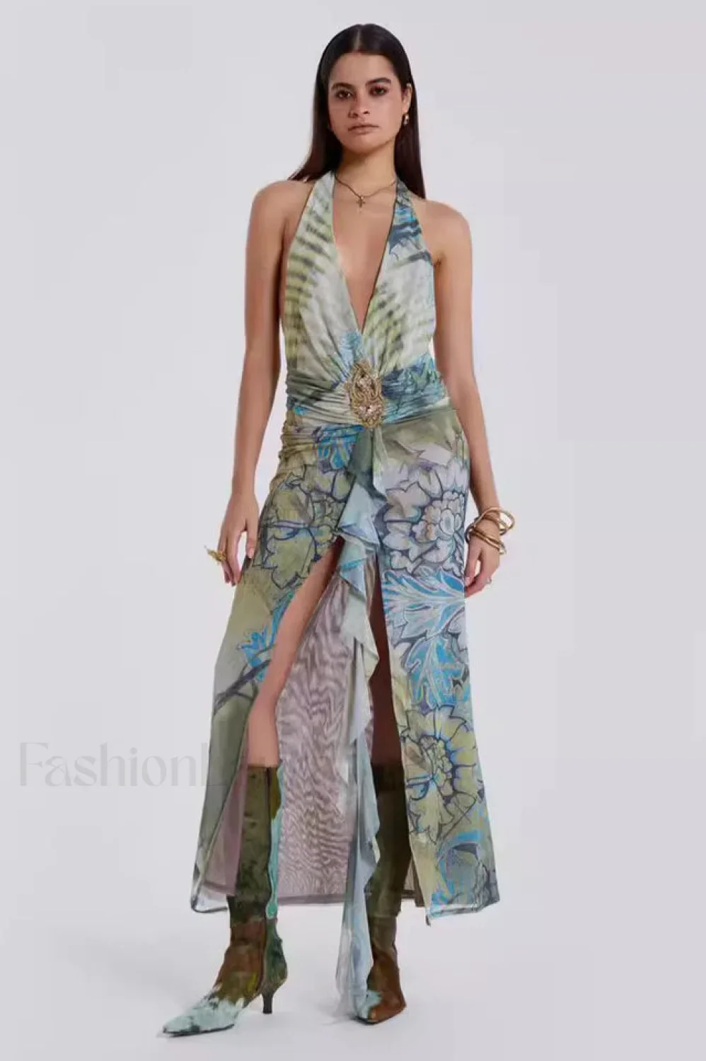 Cindy Plunge Stylish Maxi Dress - Image 8