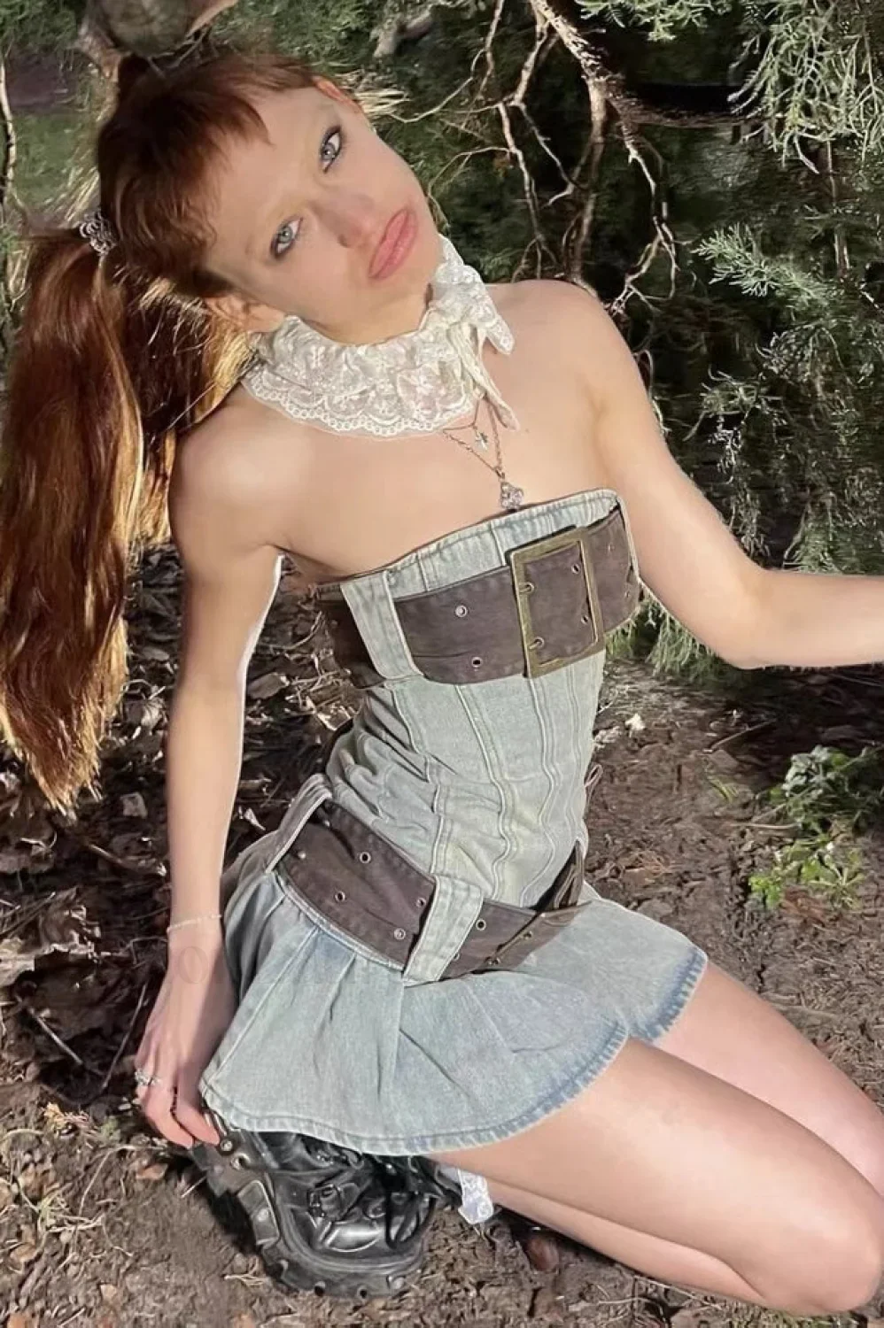 Chelsea Denim Stylish Kilt Mini Dress - Image 12