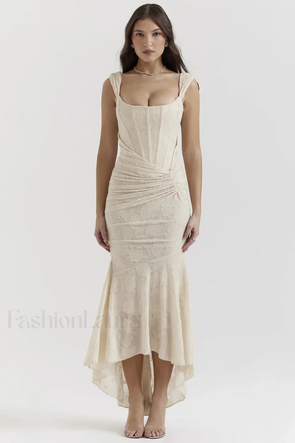Cesca Retro Cream Charming White Floral Maxi Dress - Image 3