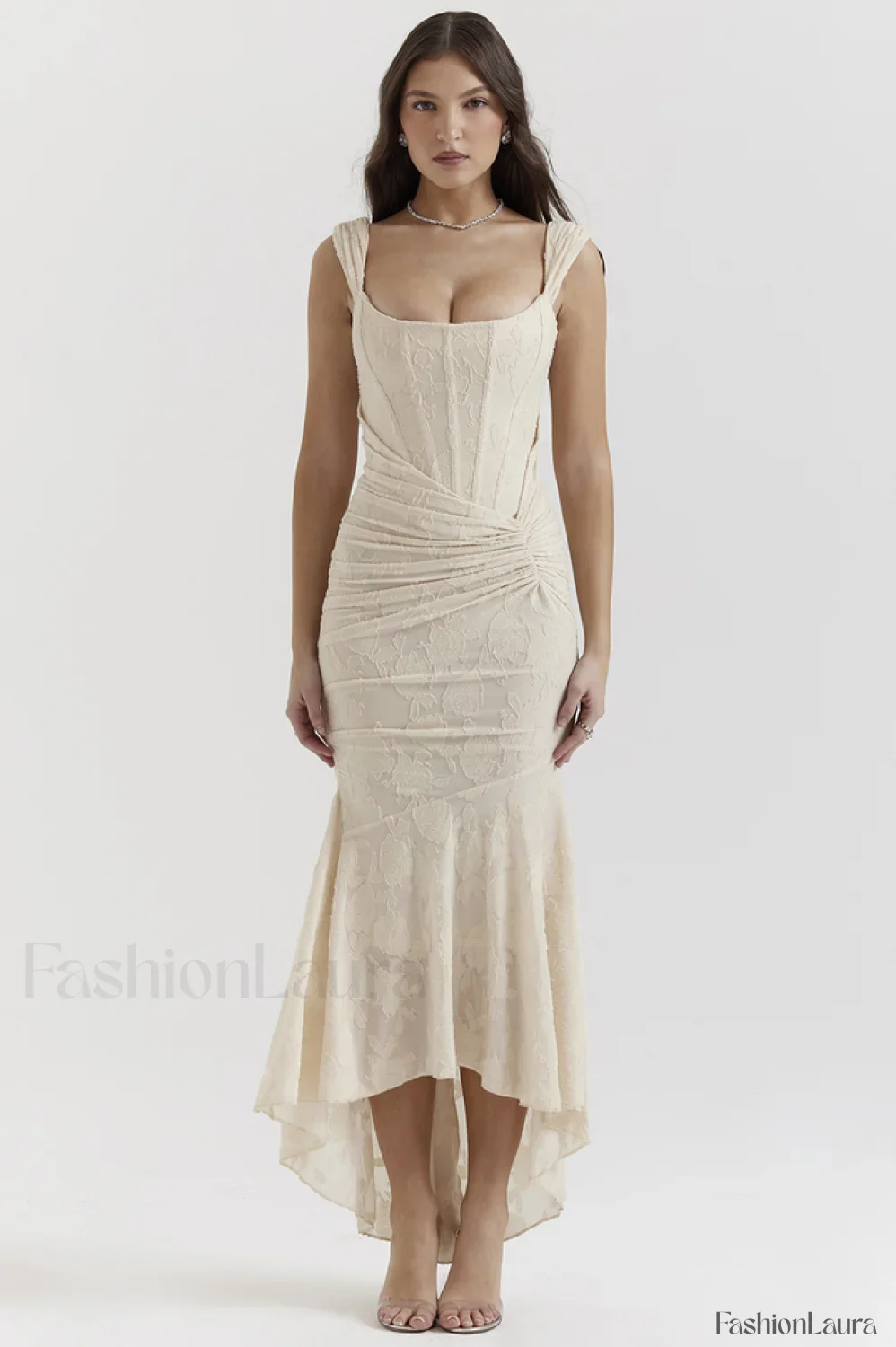 Cesca Retro Cream Charming White Floral Maxi Dress - Image 31