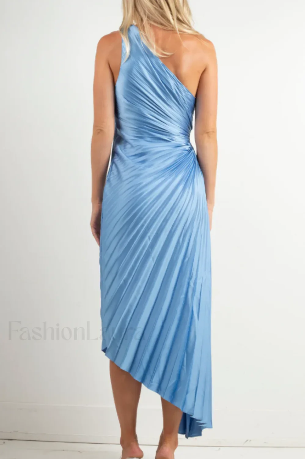 Catalina One Shoulder Charming Pleated Satin Maxi Dress - Image 19