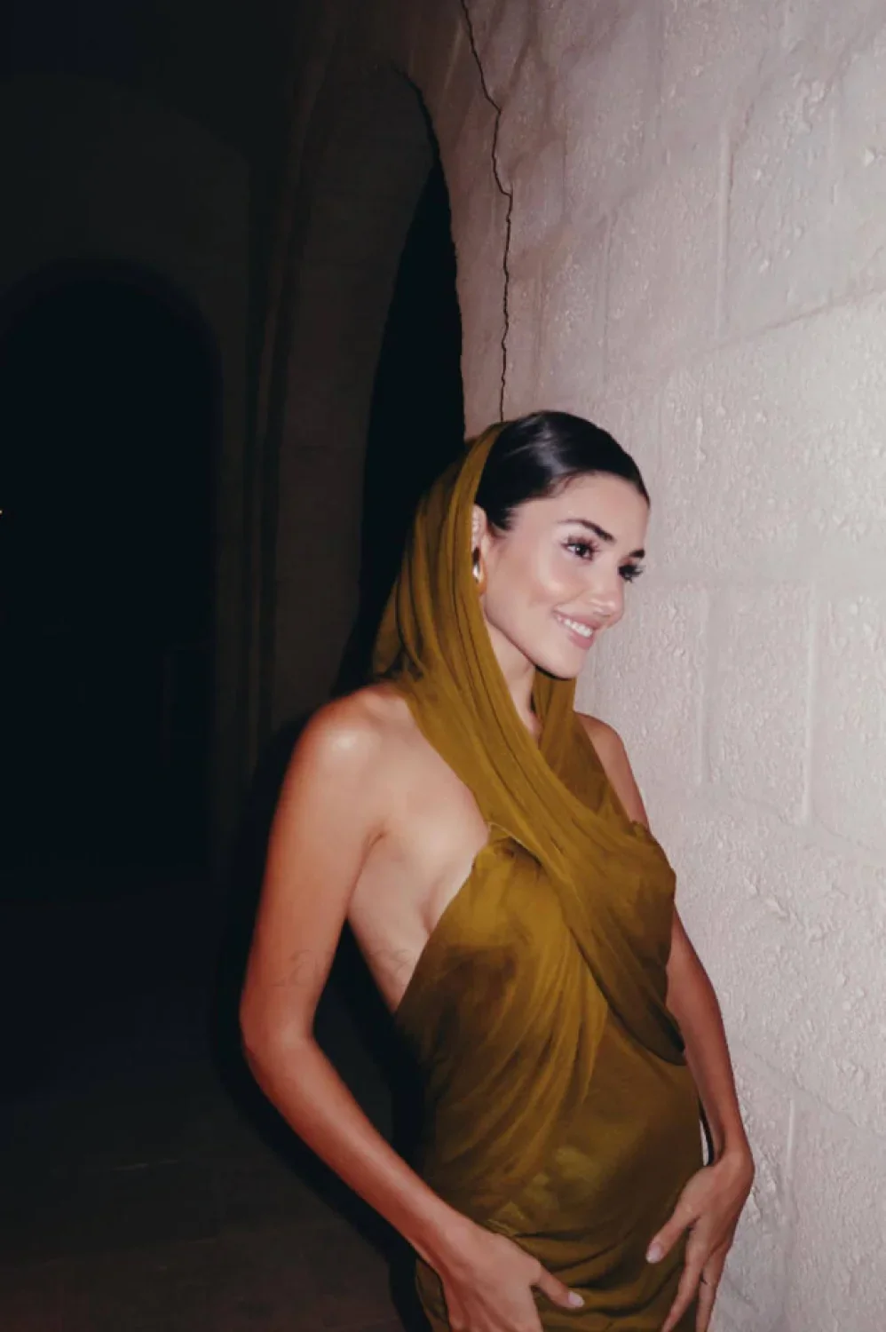 Carleigh Ruche Maxi Charming Dress With Headscarf - Image 5