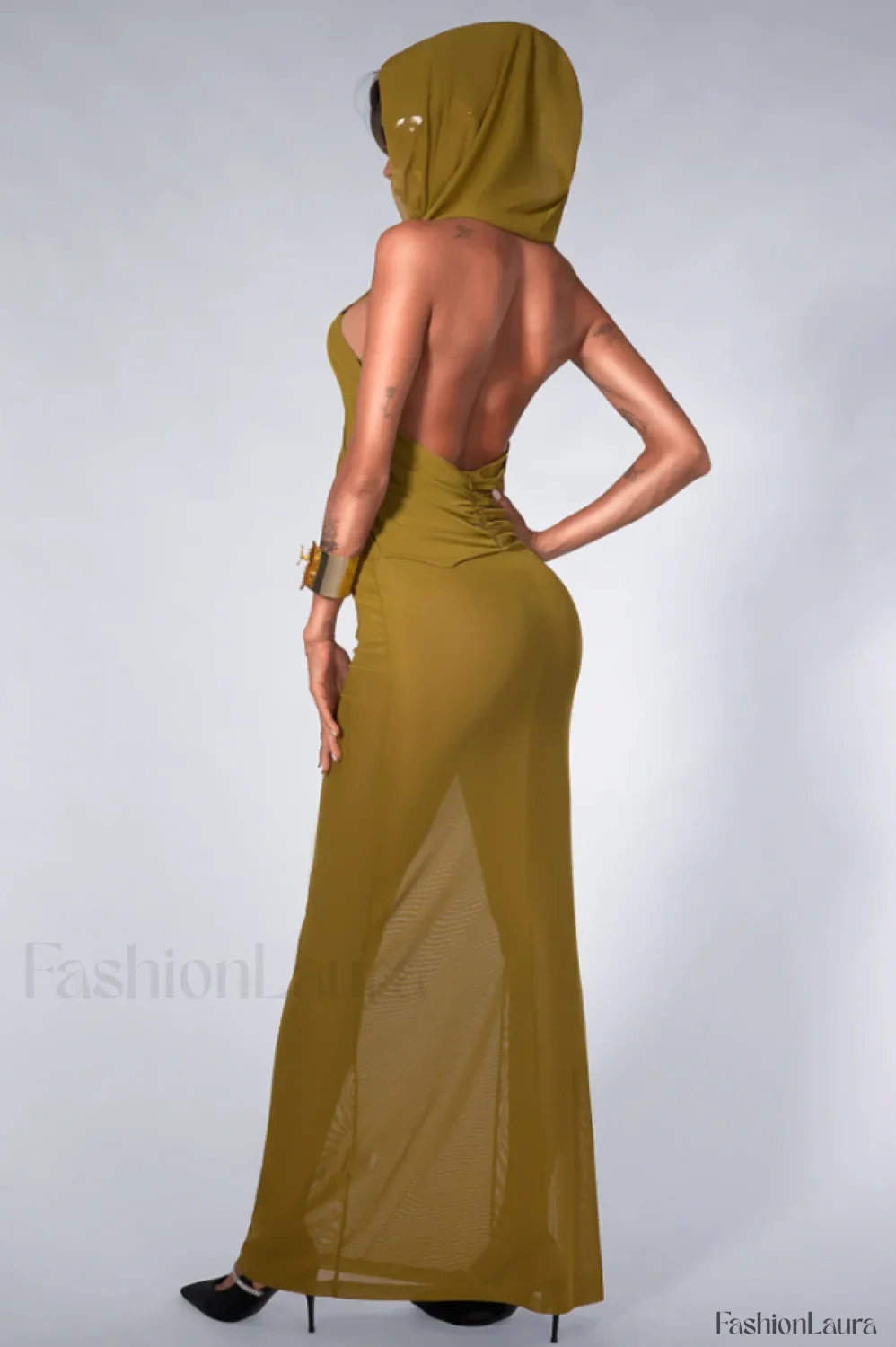 Carleigh Ruche Maxi Charming Dress With Headscarf - Image 55