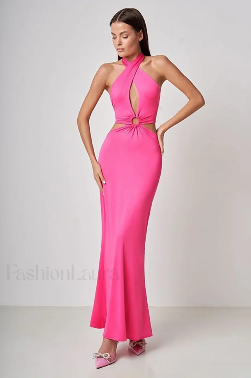Wrap Front Cutout Charming Backless Maxi Dress - Image 29