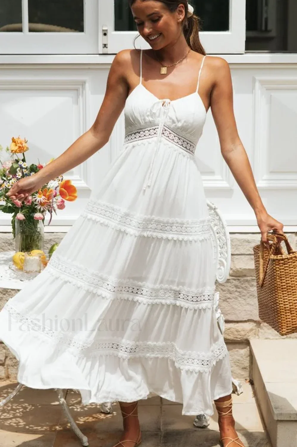 Boho Sling Lace Charming Panel Maxi Dress - Image 5