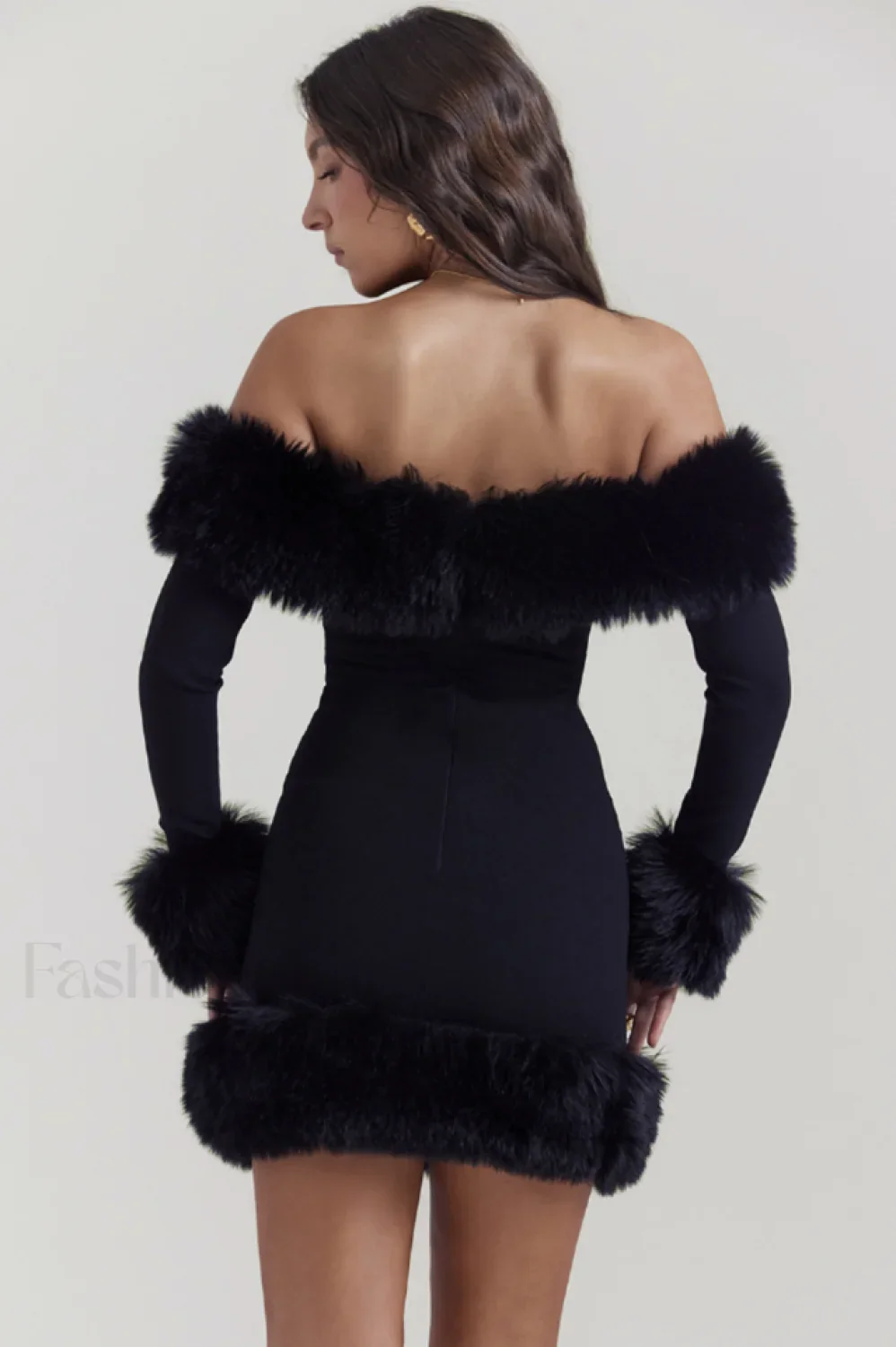 Black Bateau Stylish Neck Mini Dress - Image 11