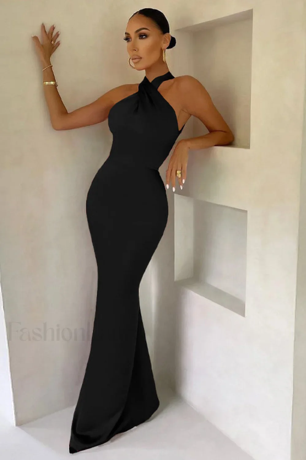 Bianca Cross Over Charming Halter Neck Dress - Image 16
