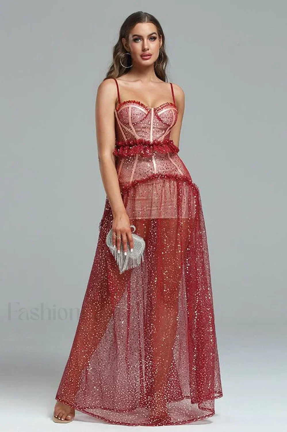 Barrett Sequined Mesh Charming & Lace Maxi Dress - Image 24