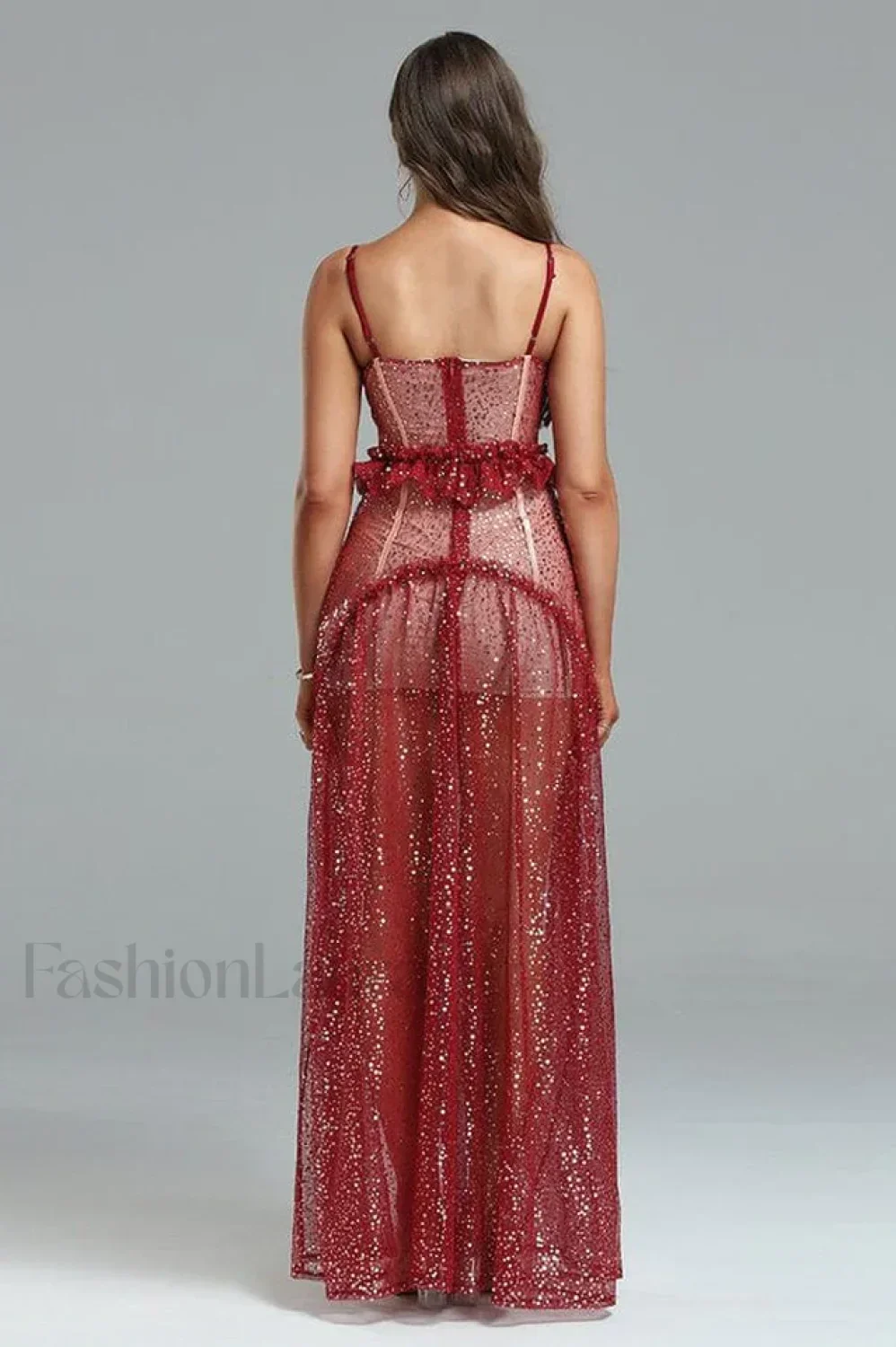 Barrett Sequined Mesh Charming & Lace Maxi Dress - Image 5