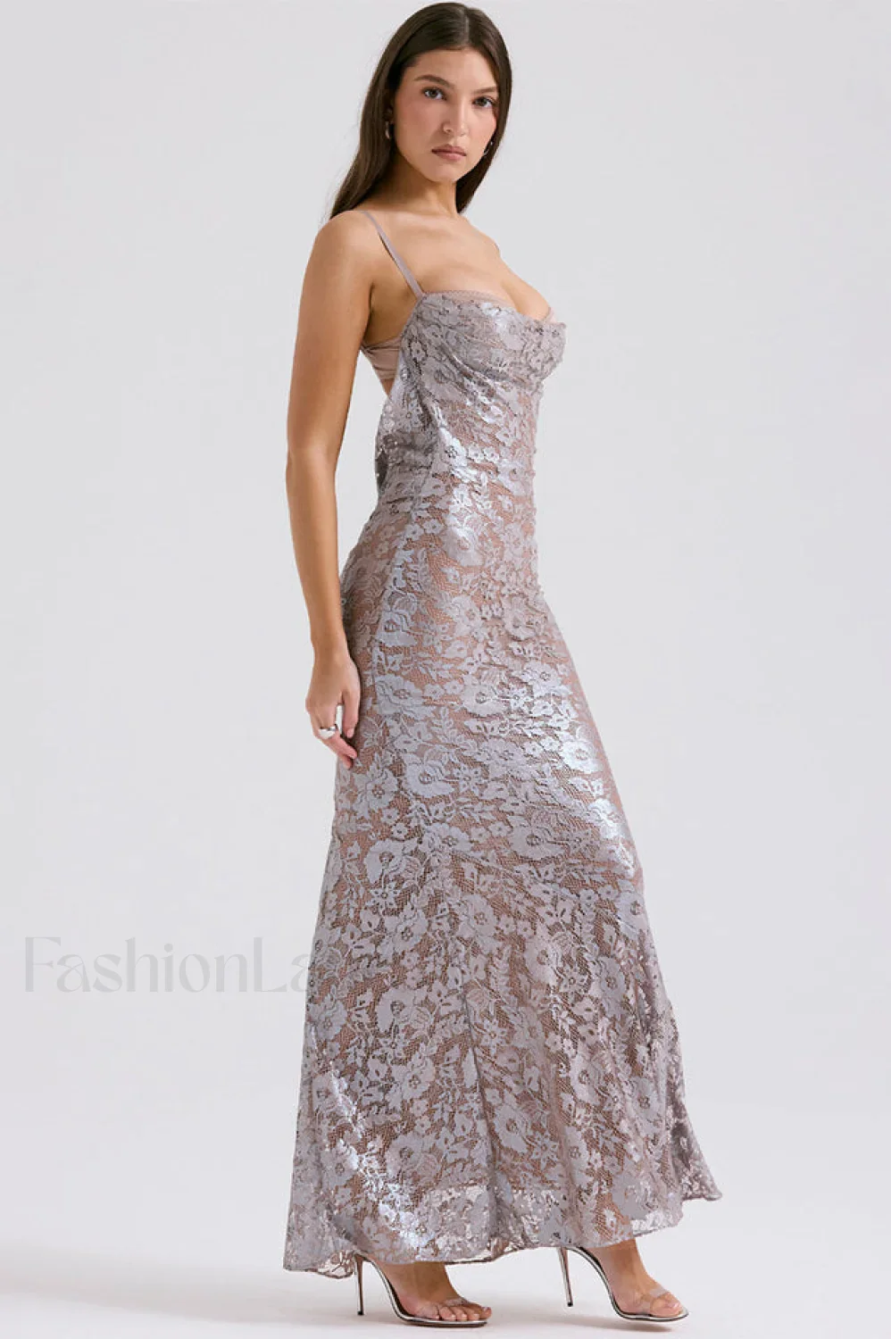 Azzurra Ice Stylish Blue Lace Dress - Image 10