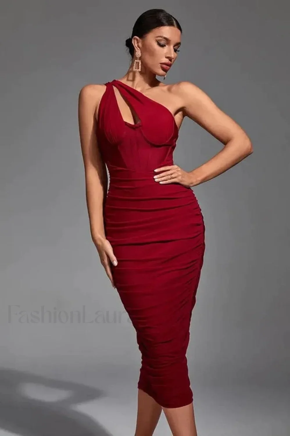 Asymmetric Cutout Stylish Midi Dress - Image 30