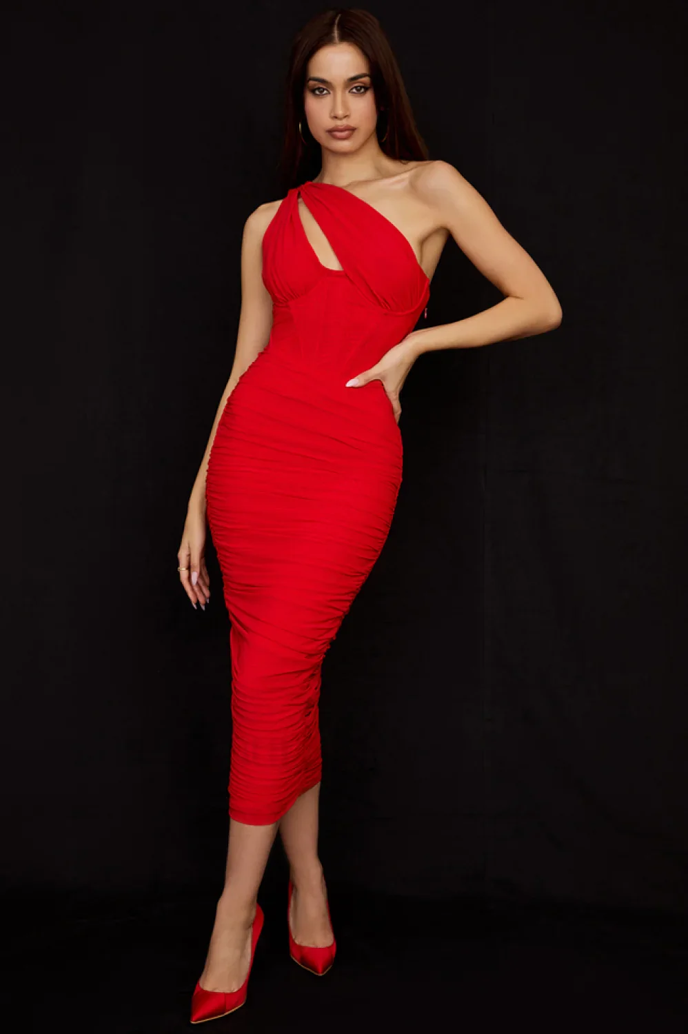 Asymmetric Cutout Stylish Midi Dress - Image 39