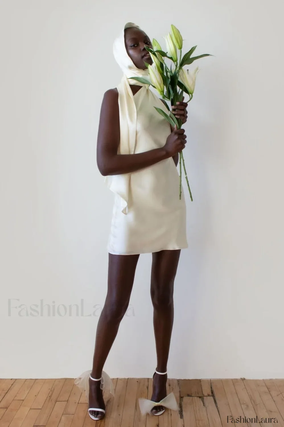 Astrella Neck Wrap Charming Midi A-Line Dress - Image 13
