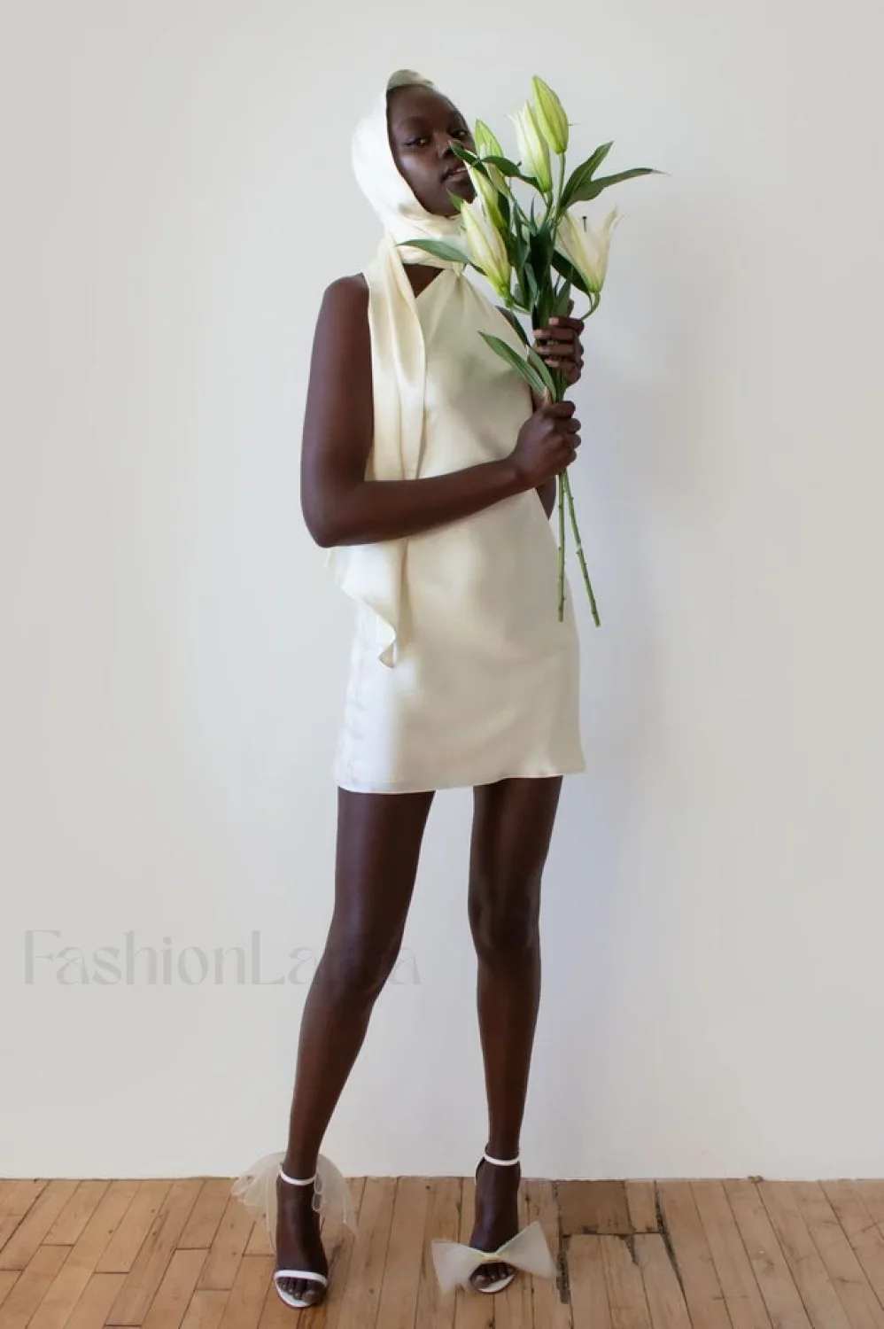 Astrella Neck Wrap Charming Midi A-Line Dress - Image 4