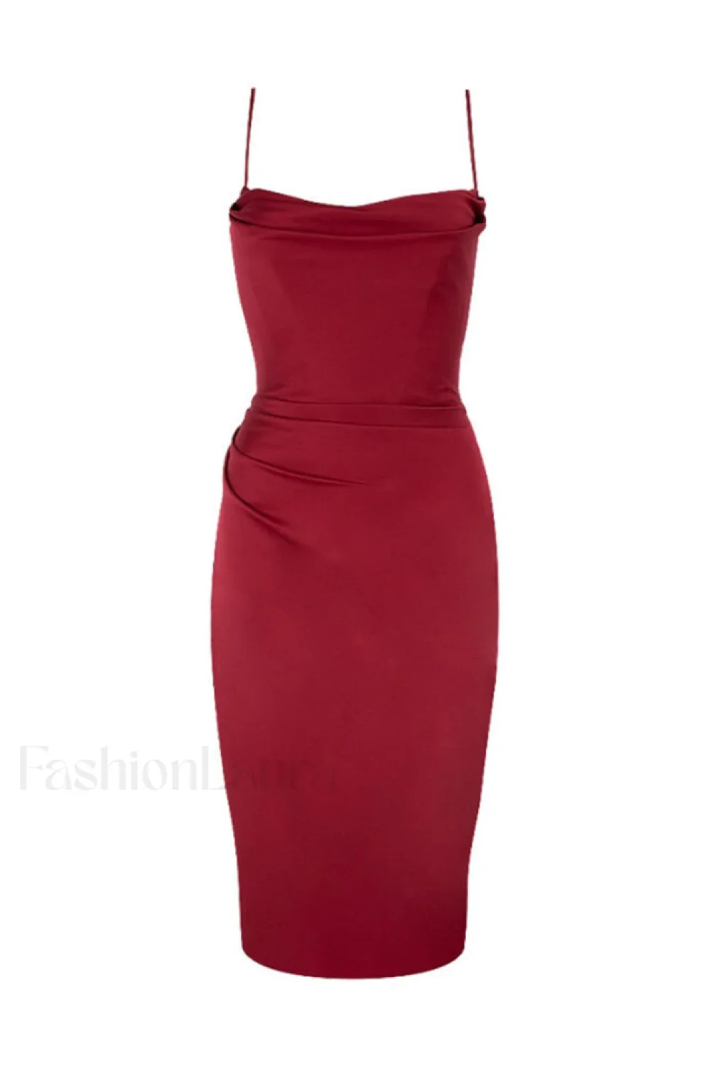 Anja Wine Satin Charming Corset Midi Dress - Image 7