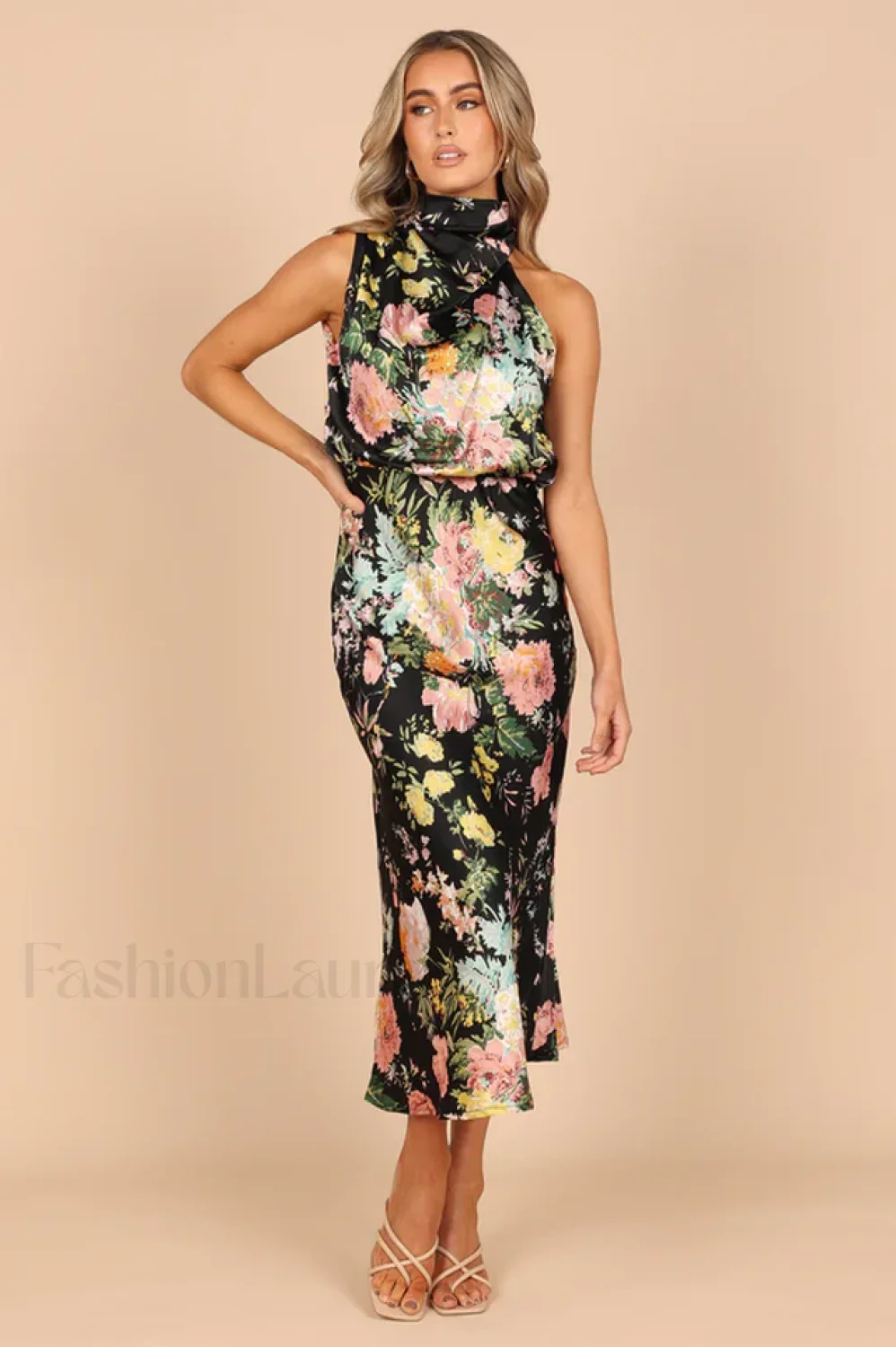 Anabelle Halter Stylish Neck Midi Dress - Image 38
