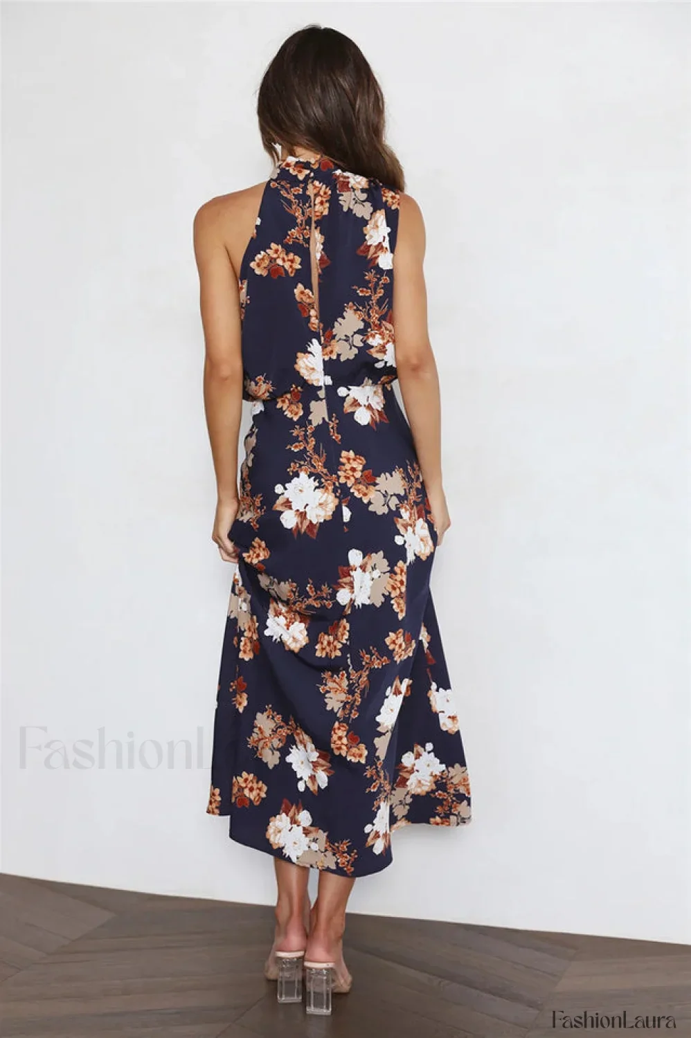 Anabelle Halter Stylish Neck Midi Dress - Image 53