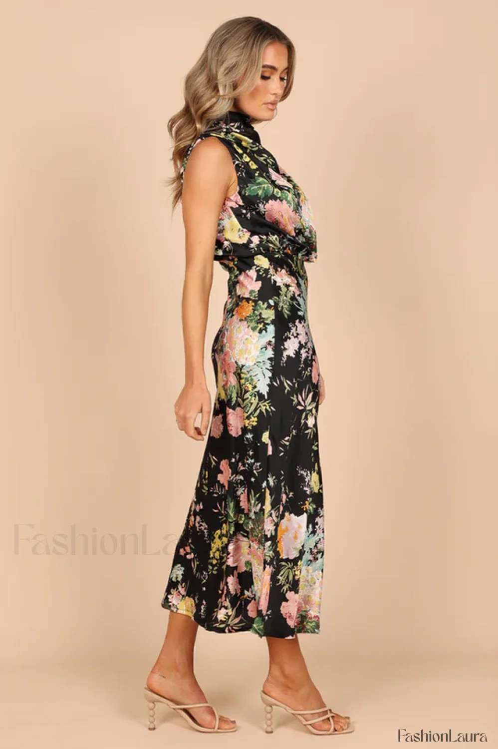 Anabelle Halter Stylish Neck Midi Dress - Image 59