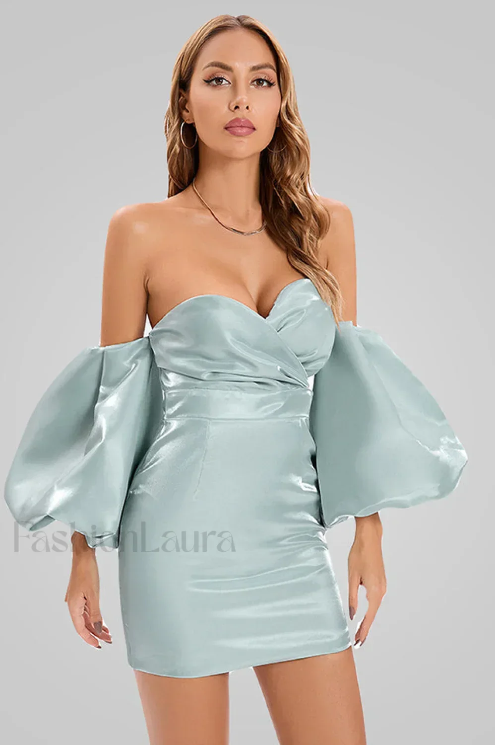 Alexandrine Puff Stylish Sleeve Mini Dress - Image 2