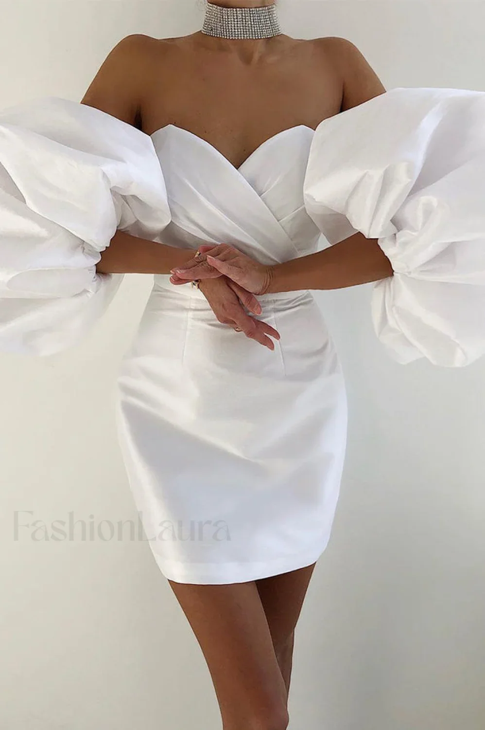 Alexandrine Puff Stylish Sleeve Mini Dress - Image 31