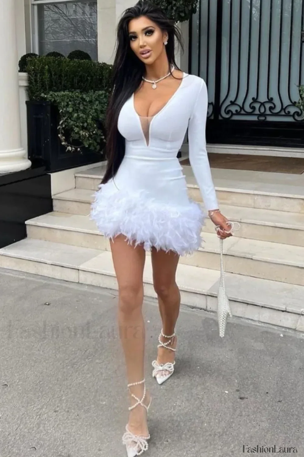 Aina Feather Stylish Bandage Dress - Image 7