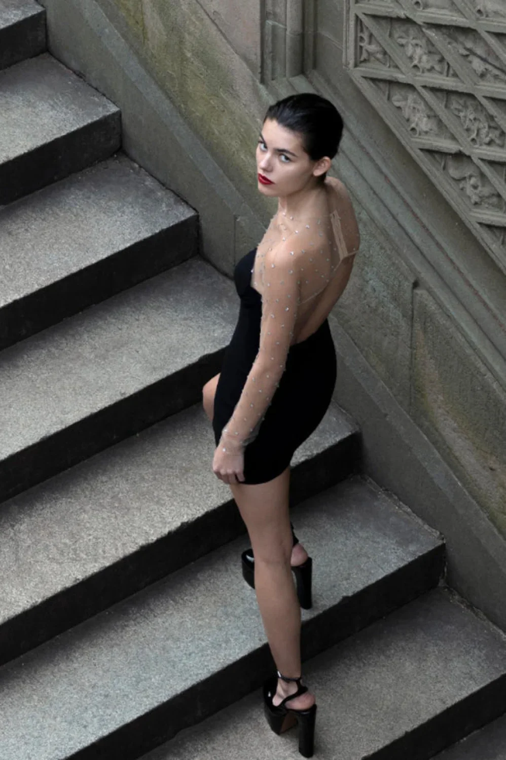 Aarohi Crystal Stylish Mesh Mini Dress - Image 12