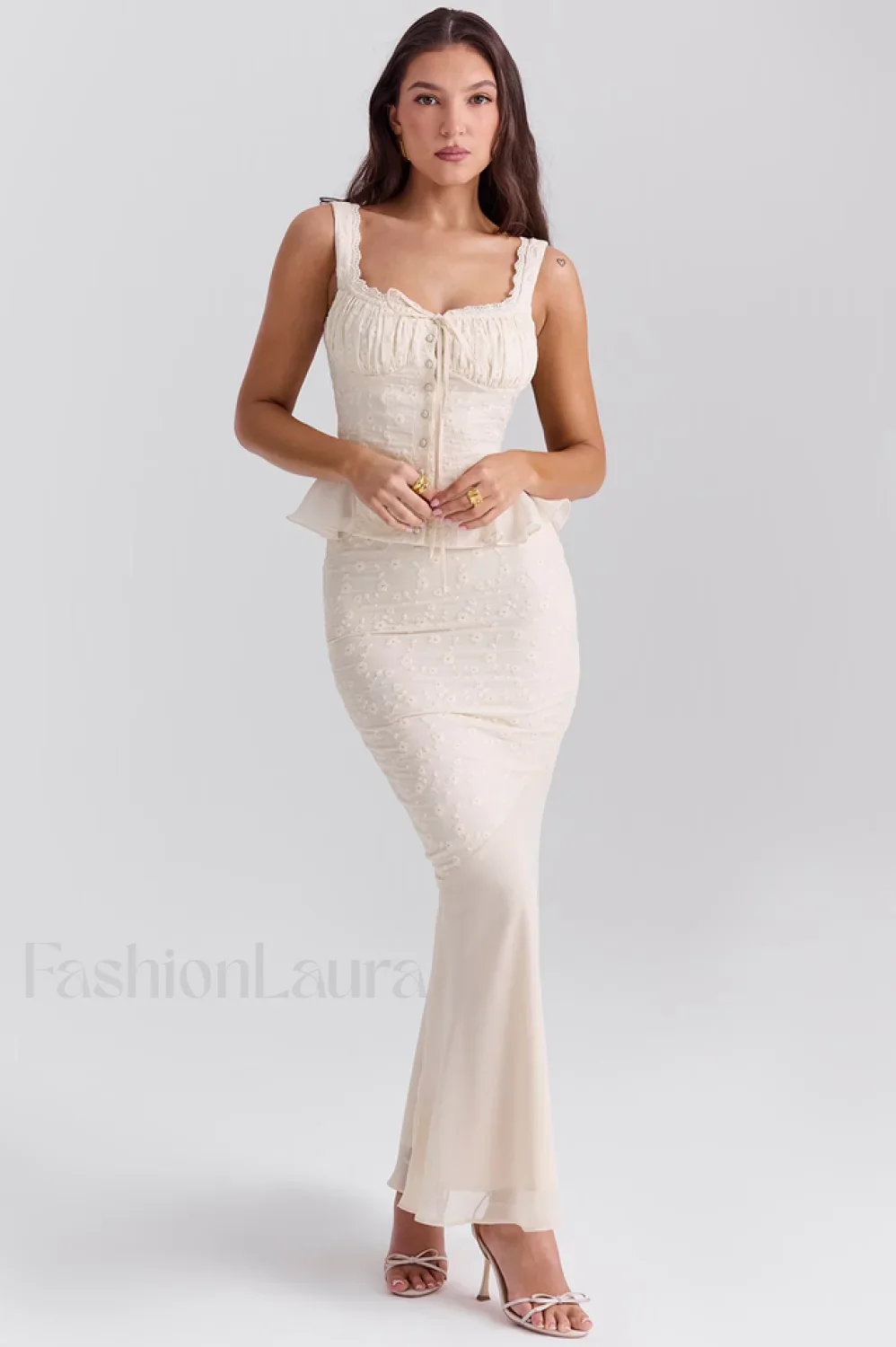 Vintage Embroidery Ruffle Charming Top & Skirt Set - Image 20