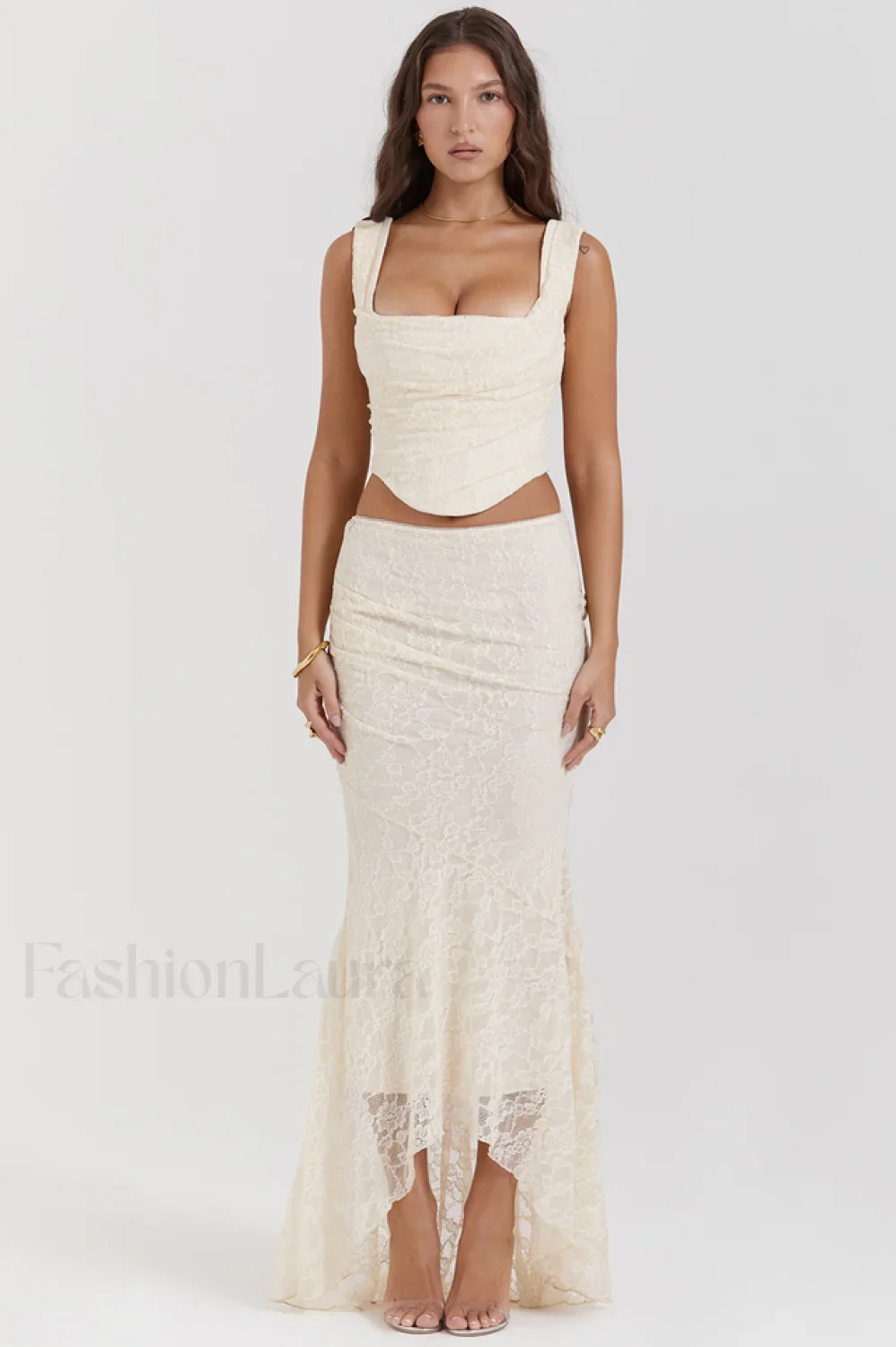 Vintage Cream Corset Charming + Lace Skirt Set - Image 17