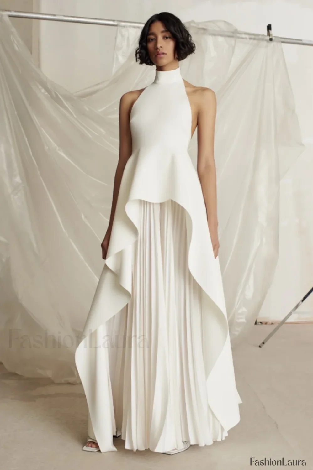 Victoria Layered Stylish Halter Gown Set - Image 36