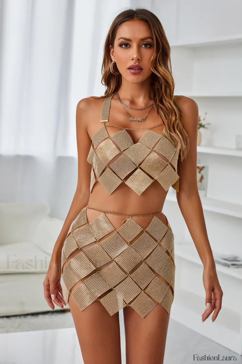 Verva Metallic Mesh Charming Two Piece Set - Image 17