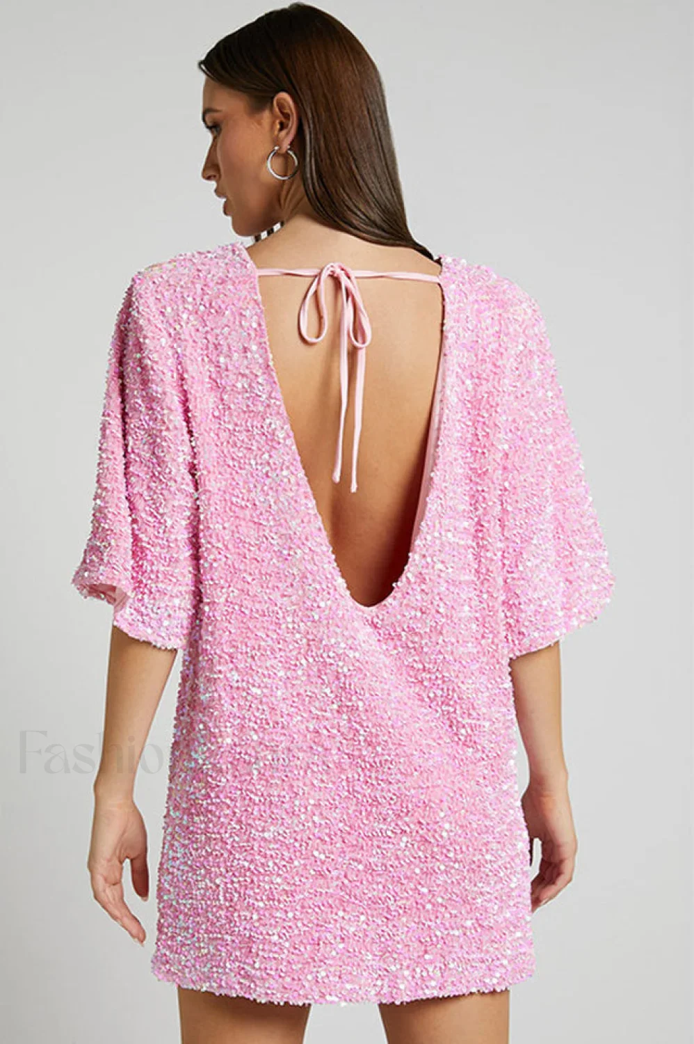 Velour Sequins Stylish Mini Dress - Image 21