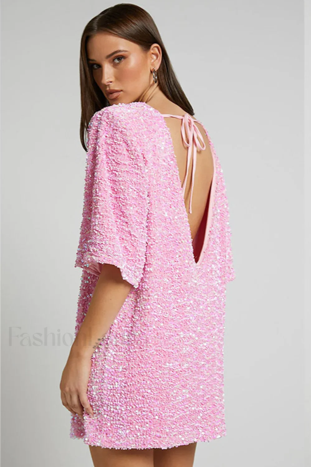 Velour Sequins Stylish Mini Dress - Image 23