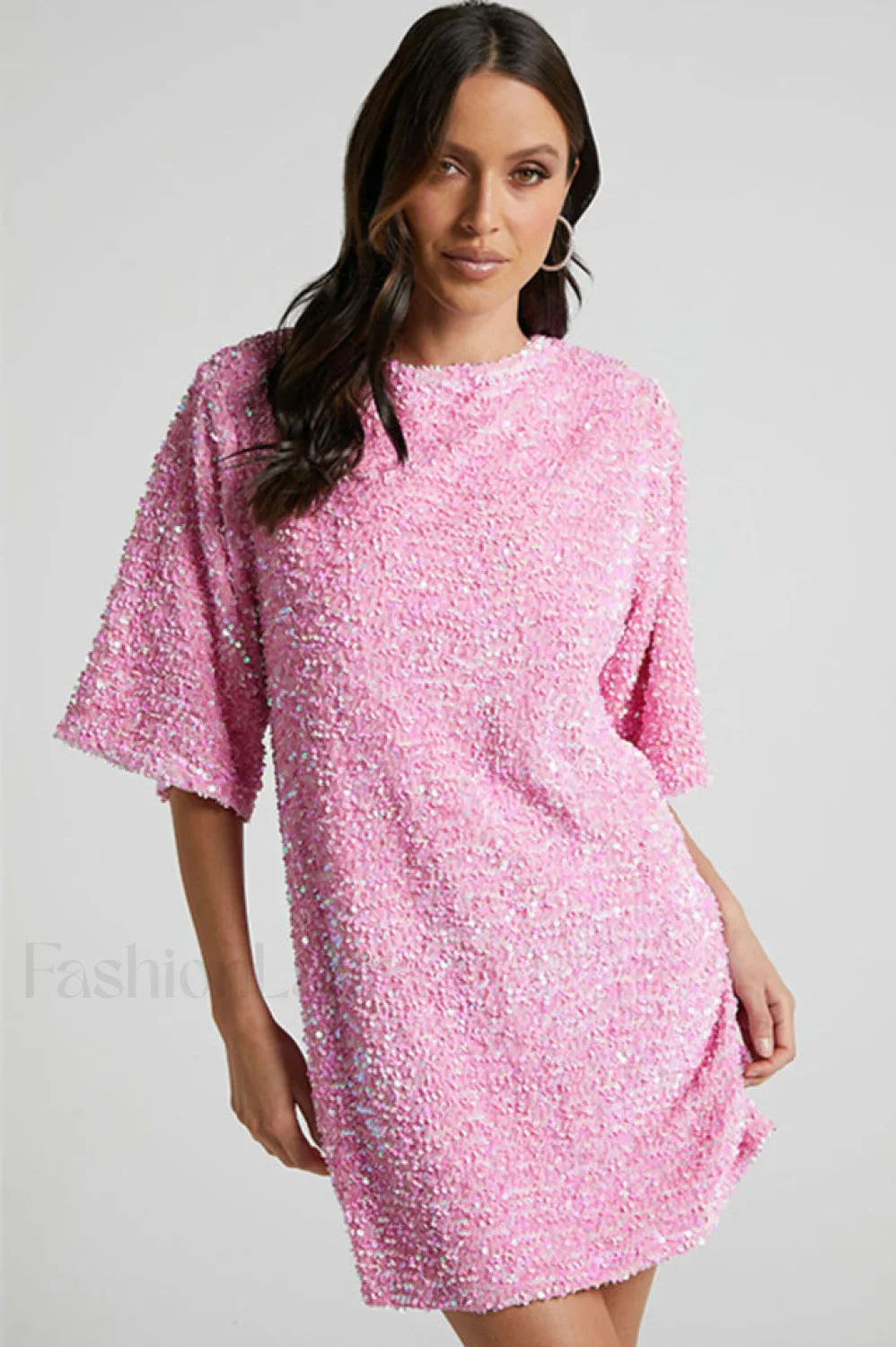 Velour Sequins Stylish Mini Dress - Image 24