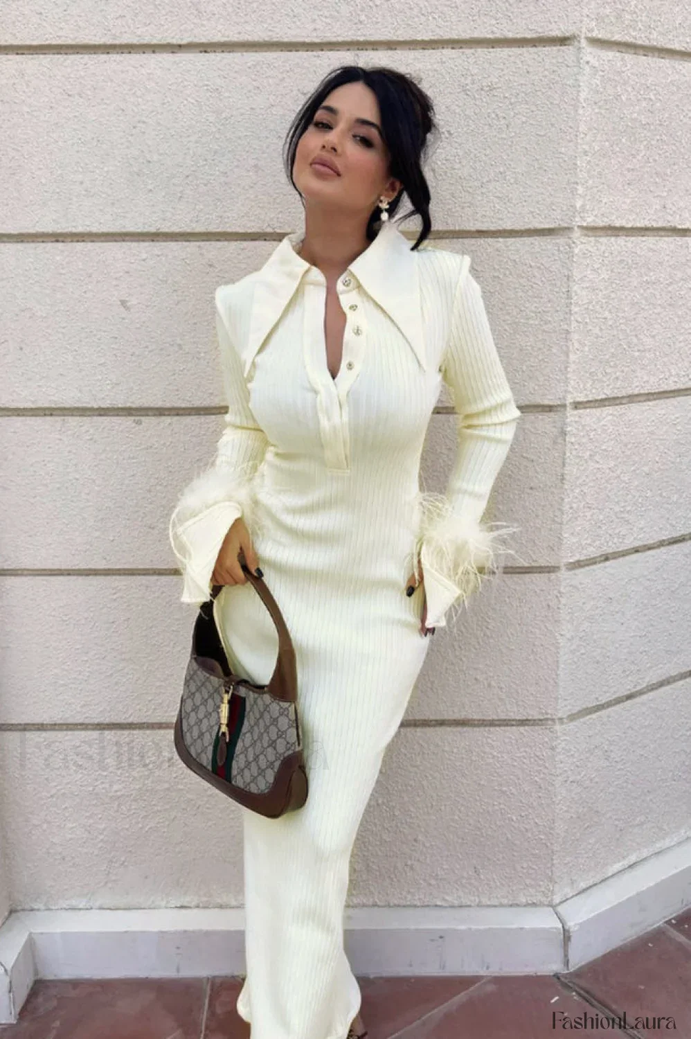 Vallance Feather Stylish Trim Maxi Dress - Image 30